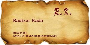 Radics Kada névjegykártya